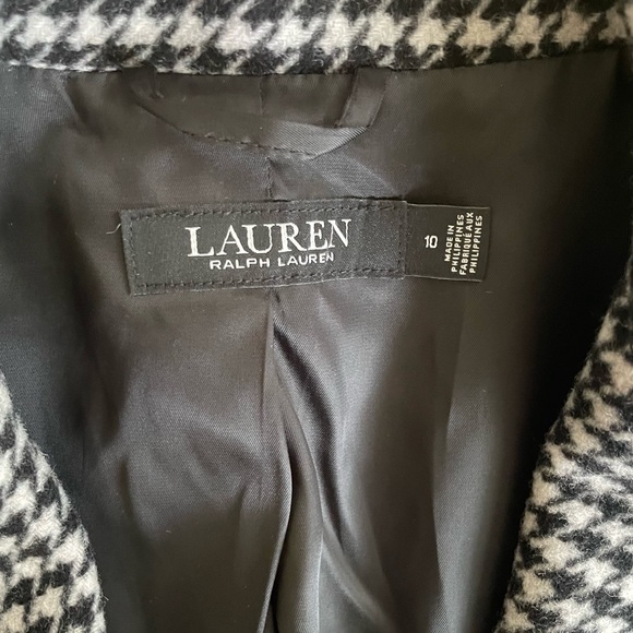 Ralph Lauren Houndstooth Double Breasted Coat Black and Cream Size 10 - Picture 7 of 7